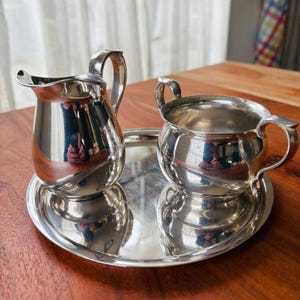 Vintage Reed & Barton Silver cream and sugar set, 1970s. Free shipping guarantee