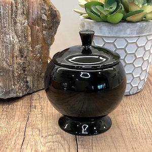 Vintage Fiesta svart individuell sockerskål med lock | Homer Laughlin