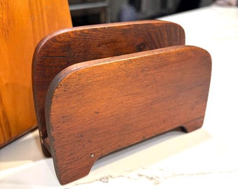 Vintage Wood Mail/Napkin Holder, Handcrafted