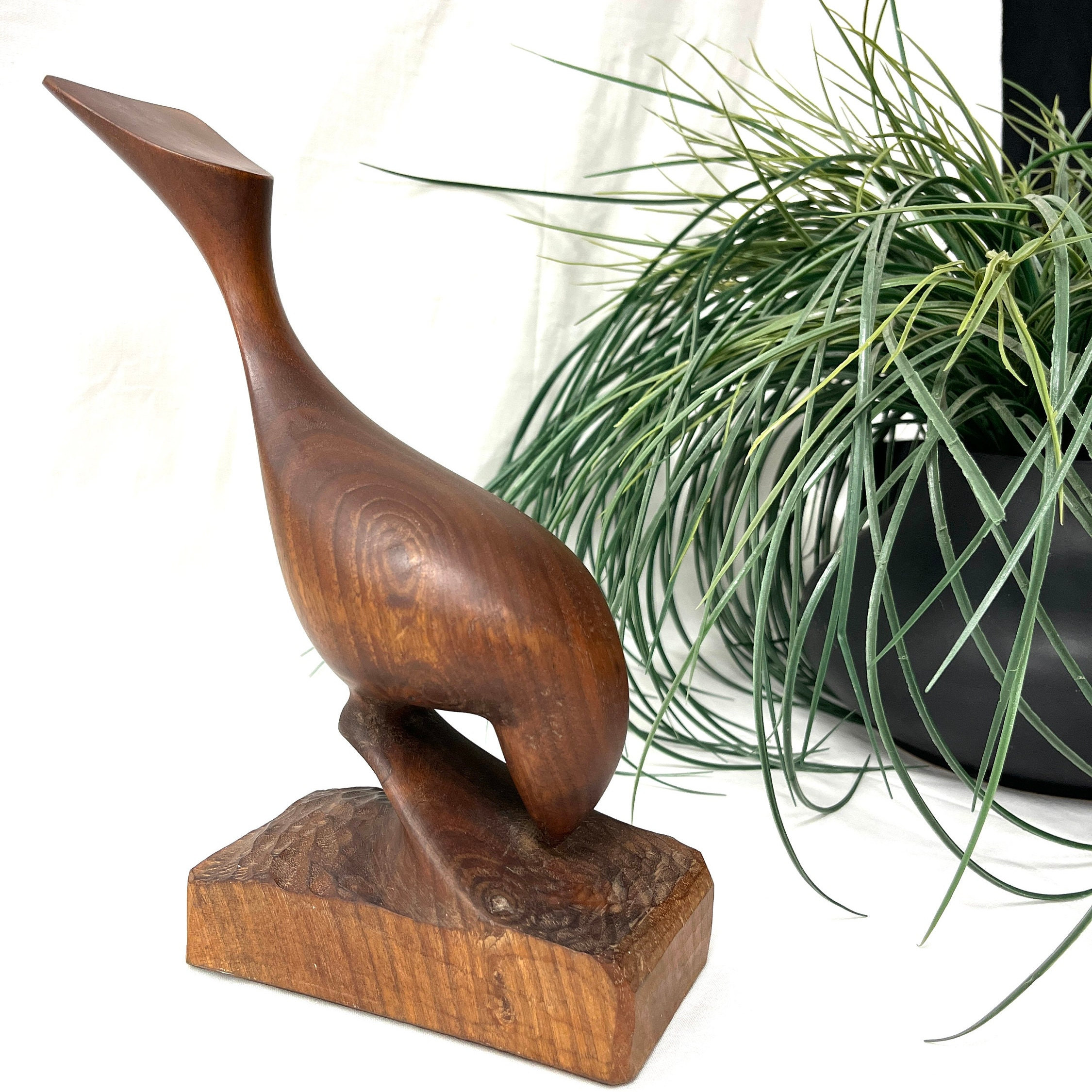 Vintage carved wood bird sculpture, signed M. Ganter 1976, FREE SHIPPING GUARANTEE