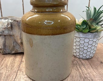 Vintage Stoneware Jar | Salt Glazed Pot | Utensil Holder | Farmhouse Kitchen Decor