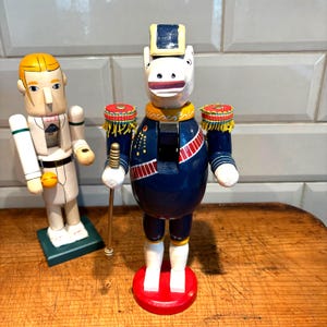 Vintage Toy Soldier Nutcrackers, Hand Crafted and Hand painted, Collection of Four,