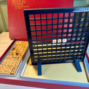intage 1966 Scrabble RSVP Three Dimensional Crossword Board Game 3D Complete