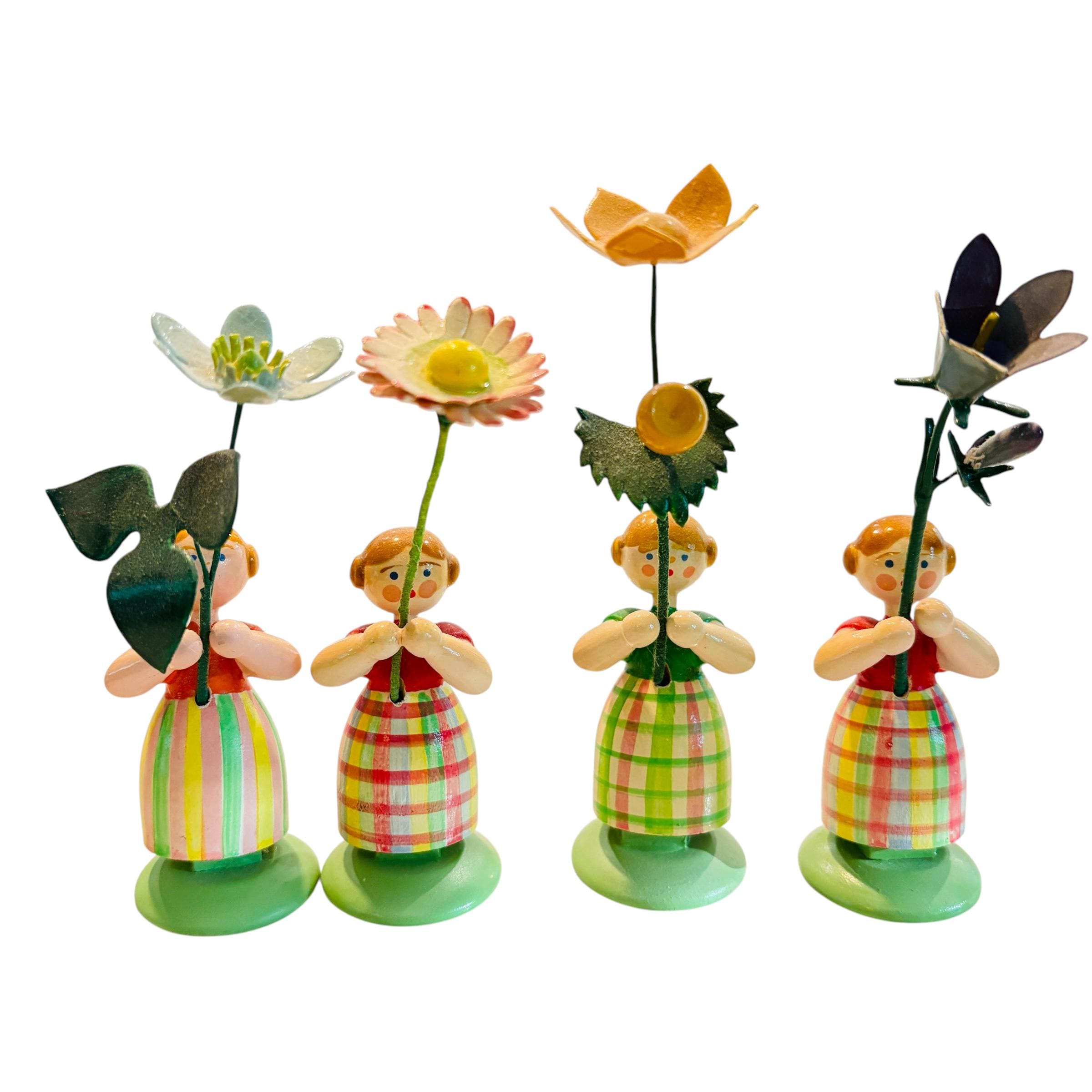 German Wooden Flower Children Figurines - Etsy