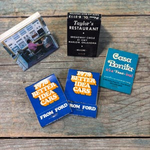 Vintage Matchbook collection, tobacciana, 1970s matchbooks, Casa Bonita, Baroid Petroleum, Bill Beene Ford, Taylor&#39;s Restaurant,