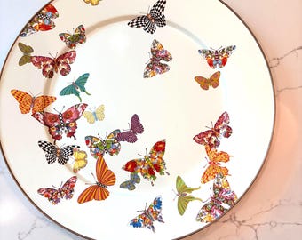 Mackenzie- Childs Butterfly Garden Enamel Serving Platter 16"
