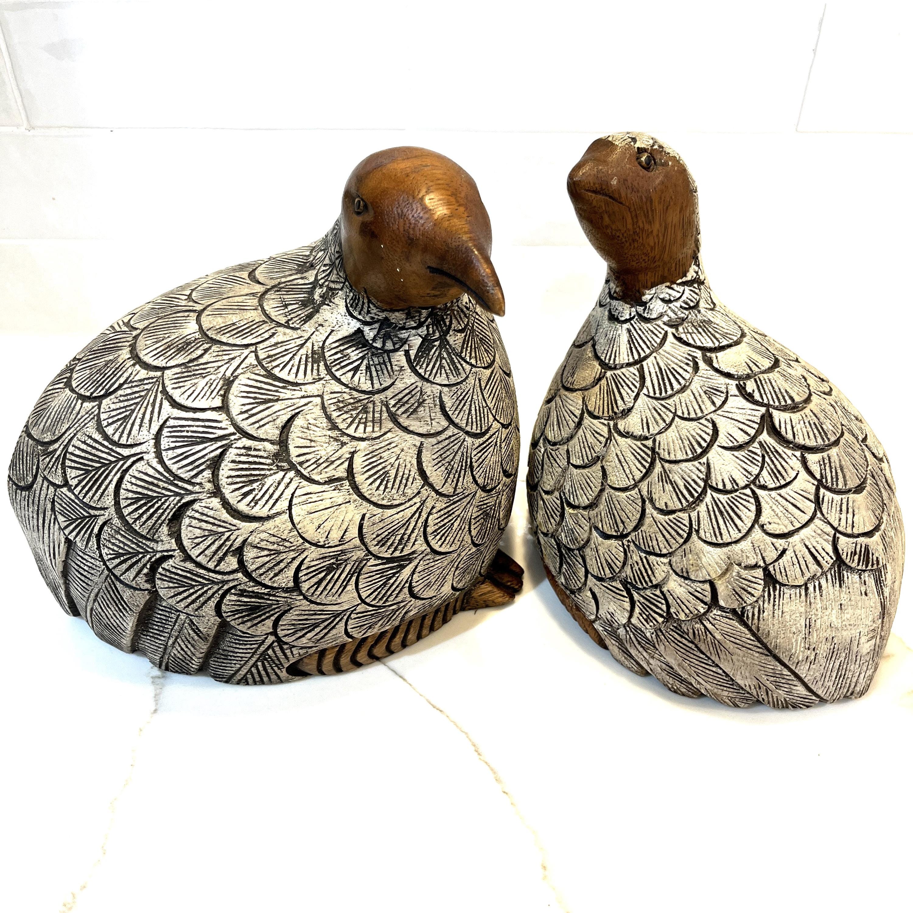 手彫りの木製ホロホロ鳥彫刻：タイの民芸品ペア - Etsy 日本