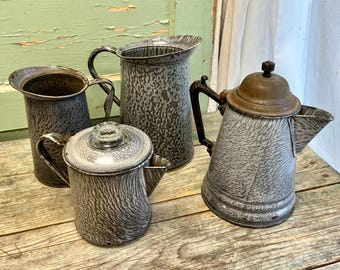 Antique Gray Graniteware: Farmhouse Kitchen Decor (Sold Separately)
