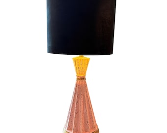 Vintage 1950s Atomic Pink & Gold Mid-Century Modern Table Lamp