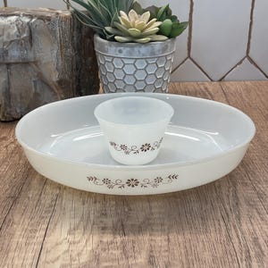 Vintage Dynaware Pyr-O-Rey gryta – brun tusensköna blommig