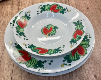 Vajilla vintage con diseño de sandía / Vajilla de verano
