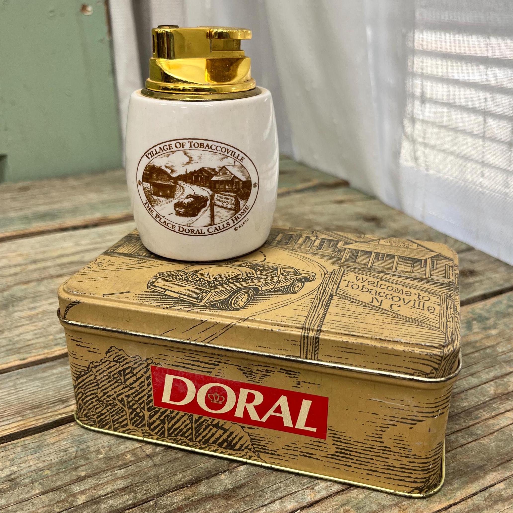 Vintage Doral Cigarette Tin and Ceramic Lighter, 1996 Collector's Edition