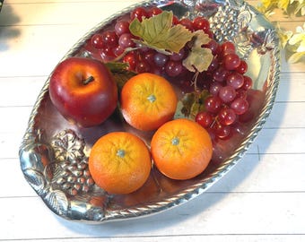 Vassoio Portafrutta In Lega Con Manico E Design Floreale – Grande Capacità, Argento, Moderno E Retrò
