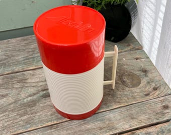 Vintage Aladdin Hy-lo Insulated Thermos: Red & White Soup