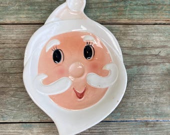 Vintage Santa Face Cookie Plate: Holiday Nostalgia