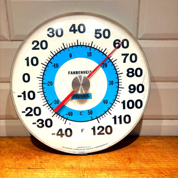 Original Jumbo dial by Ohio thermometer company, Rare Blue Celsius Band, Good working condition
