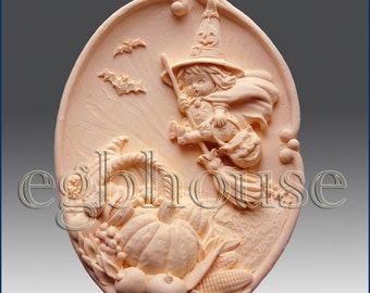 2D Silicone Soap Mold - Baby Witch on a Broom - Free Shipping