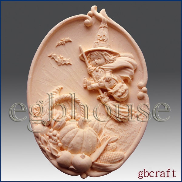 2D Silicone Soap Mold - Baby Witch on a Broom - Free Shipping