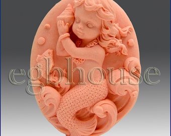 Mermaid Carol - Detail of high relief sculpture - Silicone Soap/plaster/clay Mold - buy from original designer and maker