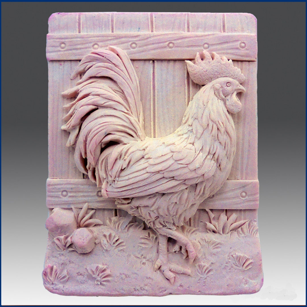 Handsome Rooster Detail of High Relief Sculpture Silicone Soap/plaster