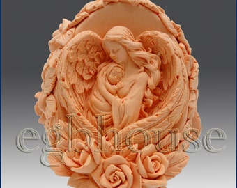 3D Silicone Candle Mold - Mother Angel Heart Wings - free shipping