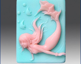 2D Silicone Soap Mold - Mermaid Ginetta - Free Shipping