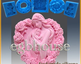 2D Silicone Soap/sugar/fondant/chocolate Mold - Heart Shaped Mother and Child -Free shipping