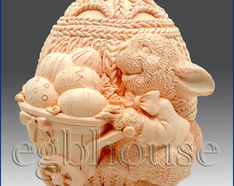 3D Silicone Soap and Candle Mold - Easter Bunny w/Basket & Crochet egg