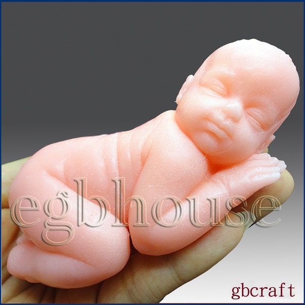 Molde de jabón de silicona 3D-Lifelike Baby Girl Abbie (molde ensamblado de 2 partes) - Comprar al diseñador original - Di no a copiar gatos