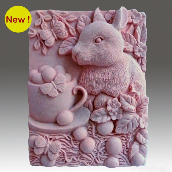 Bunny Cup - Détail de la sculpture en haut-relief - Savon en silicone / plâtre / moule en argile - acheter auprès du concepteur et fabricant original