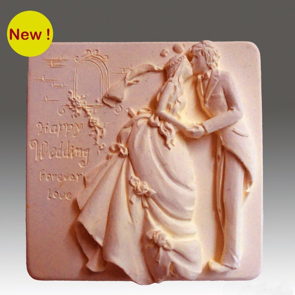 Happy Wedding - Detail of high relief sculpture,silicone mold, soap mold - buy from original designer and maker