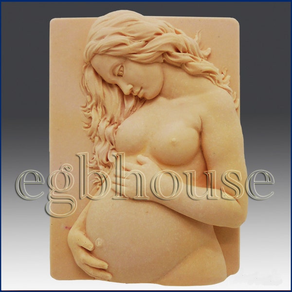 2D silicone Soap/polymer/clay/cold porcelain mold - Expecting Mother - free shipping -"Buy only from the original designer