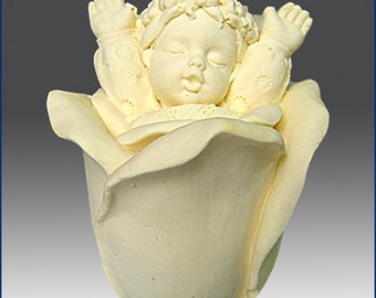 3D Silicone Soap/candle Mold - Rose Baby Angel -Girl- 2 parts assembled mold