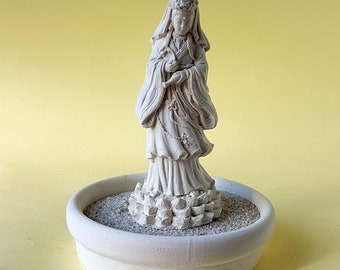 Mindful Buddha The Water and Moon Bodhisattva Goddess Kuan Yin Standing On Lotus Statue 3.5" Immortal Deity of Mercy and Compassion Museum