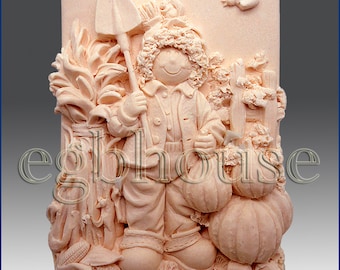 2D Silicone Soap/cold porcelain/polymer clay Mold - Bumper Harvest of Pumpkin - buy from original designer and maker