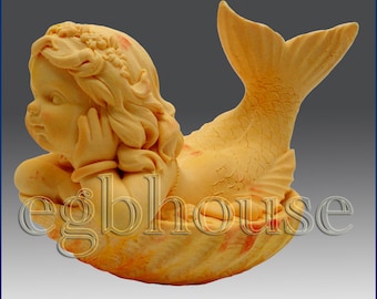 3D Silicone Soap/Candle Mold - Baby Girl Mermaid -