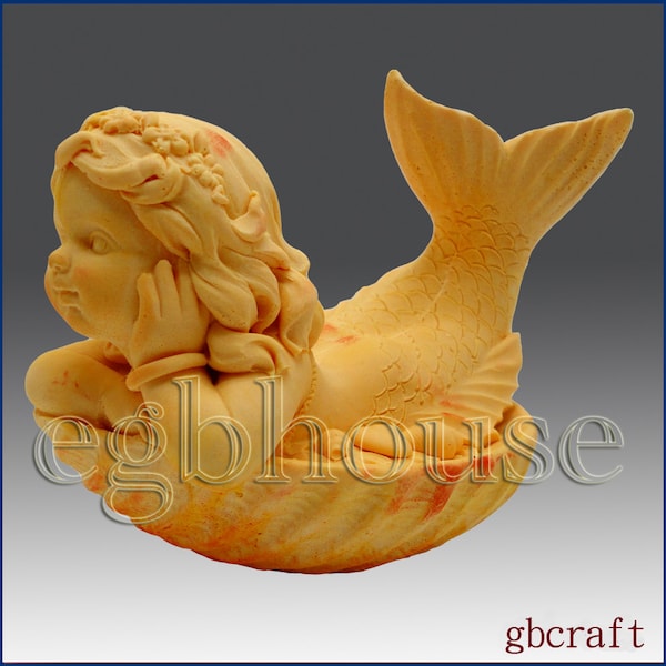 3D Silicone Soap/Candle Mold - Baby Girl Mermaid -