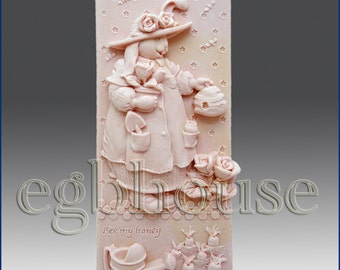 2D Silicone Soap/Polymer Clay/Cold Porcelain Clay/Plaster Mold- Bee my Honey  - from original designer n maker