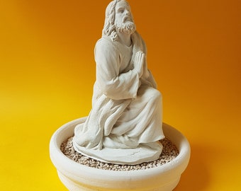 Kneeling Jesus with holder,Miniature, Zen/Fairy Garden Supplies DIY Accessory Jesus statue