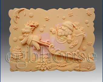 Rudolph Rides Again - Soap/Guest/polymer/clay/cold porcelain 2D silicone mold- buy from original designer and maker