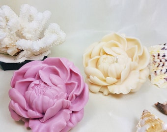 Silicone Mold, blossoming Peony - 3D, Candle, Soap, Plaster, polymer clay mold -  (2 parts - assembled)