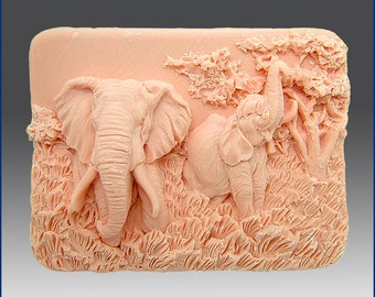 2D Silicone Soap Mold - Enchanting Elephants