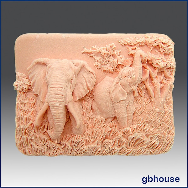 2D Silicone Soap Mold - Enchanting Elephants