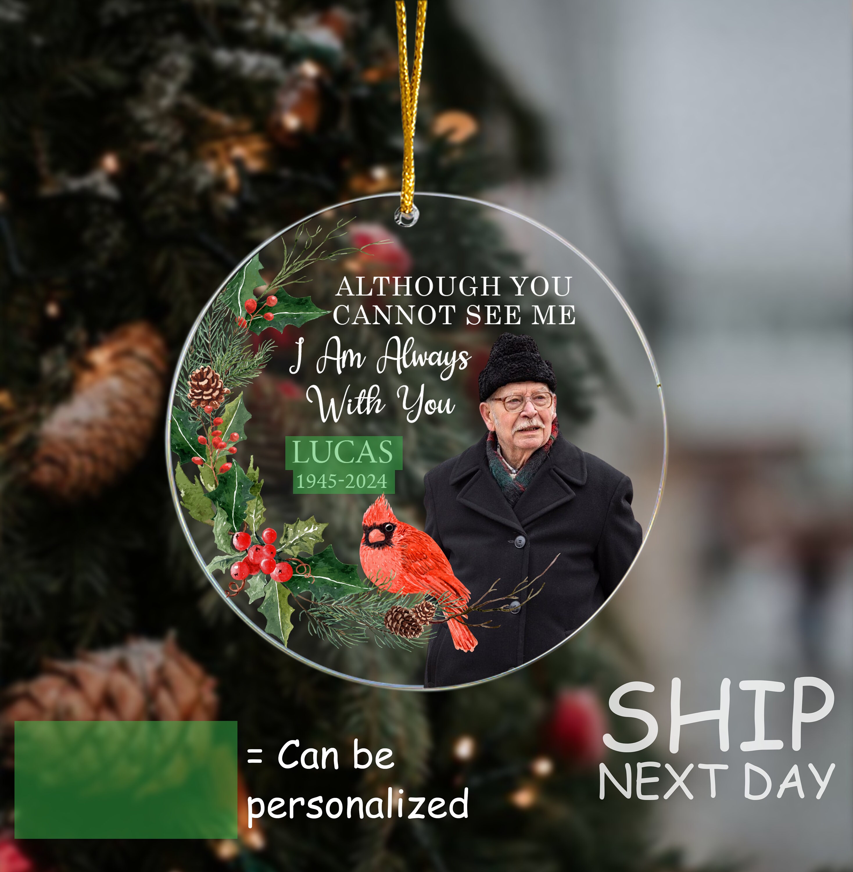 Personalized Memorial Christmas Ornament, In Loving Memory, Loss Of Loved, Mom Dad, Remembrance