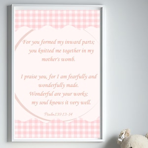 Psalm 139 Vintage Nursery Print, Christian Wall Art, Scripture Baby Room Decor, Bible Verse Printable, Religious Nursery Art, Religious Baby