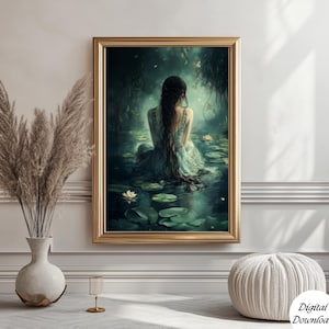 Ophelia Dark Academia Poster | Der See Goth Stimmungsvolle viktorianische Wandkunst | Ästhetisches Vintage Dekor | Gothic Romantik Poster | Melancholische Kunst