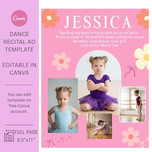 Pink Ballet Recital Tribute Canva Template for Dance Yearbook