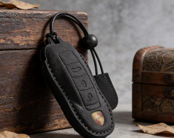 High Quality Alcantara Key Fob Cover for Porsche 911, 718, Macan, Cayenne, Panamera, Taycan | Premium Suede Leather Key Case Protector