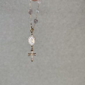 Cross Steering Wheel Rosary Charm Hanging, Car Mirror Hanging, Virgin Mary Rosary Car Charm Accessory, Car Charms Necklace Decor