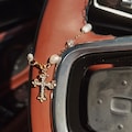 Gold Cross Steering Wheel Charm Hanging, Jesus Christ Cross Car Charm Accessory, Car Rearview Mirror Charms Beads Charms product logo